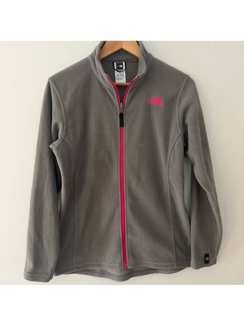 The North Face Girl’s Fleece Full Zip Up Grey with Pink Zipper Size XL 18